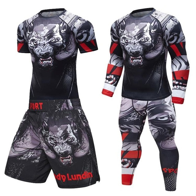 MMA Printed Workout Quick Dry Fitness Set-men fitness-wanahavit-1-M-wanahavit