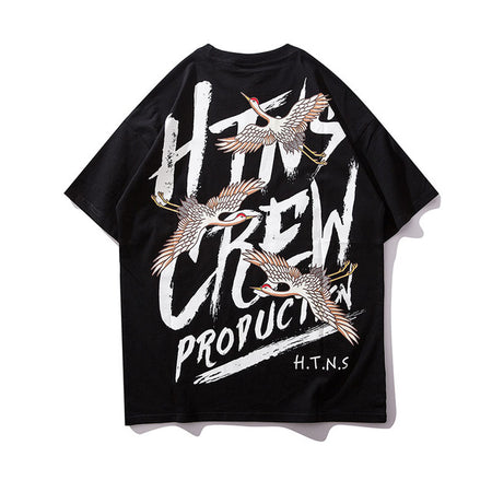 Crew Production Printed Hip Hop Streetwear Loose Tees-unisex-wanahavit-White-Asian M-wanahavit