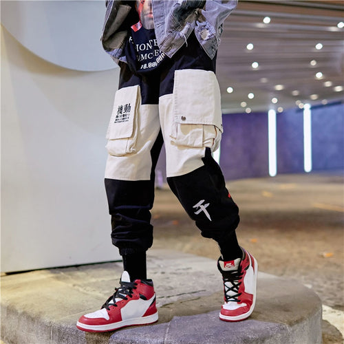 Load image into Gallery viewer, Patchwork Elastic Waist Cargo Sweatpant-men fashion &amp; fitness-wanahavit-black-M-wanahavit
