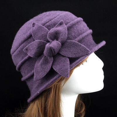 100% Pure Wool Hexagonal Flower Casual Warm Knitted Winter Beanie-women-wanahavit-Purple-wanahavit
