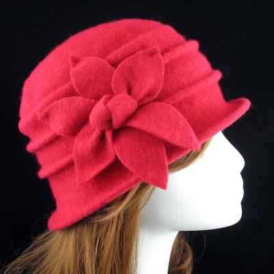 100% Pure Wool Hexagonal Flower Casual Warm Knitted Winter Beanie-women-wanahavit-red-wanahavit