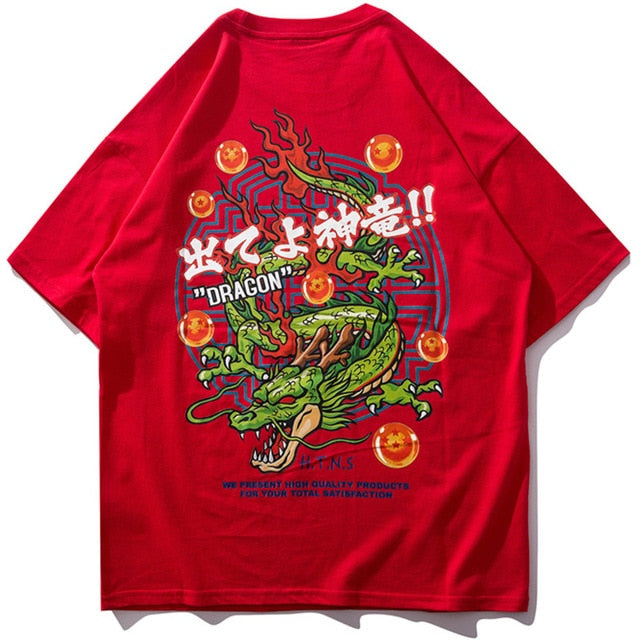 Dragon Balls Printed Hip Hop Streetwear Loose Tees-unisex-wanahavit-Red-Asian M-wanahavit