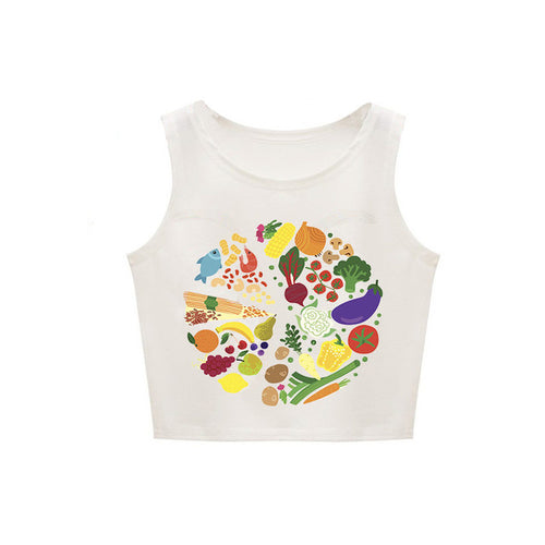 Load image into Gallery viewer, Sexy Food Printed Short Crop Tank Top-women-wanahavit-vegetables-One Size-wanahavit
