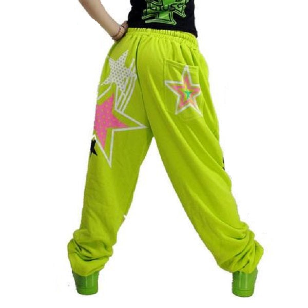 Star Printed Hip Hop Dance Loose Harem Pants-women-wanahavit-Army Green-wanahavit