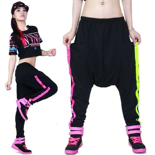 Load image into Gallery viewer, Harem Hip Hop Sweatpants Loose Strip Large Pocket Pants-women-wanahavit-Black-One Size-wanahavit
