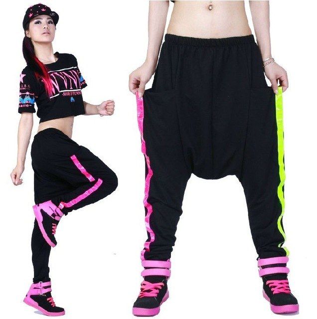 Harem Hip Hop Sweatpants Loose Strip Large Pocket Pants-women-wanahavit-Black-One Size-wanahavit