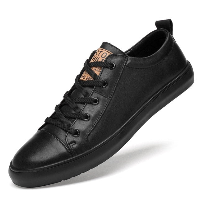 Luxury Genuine Leather Casual Lace Up Sneaker-unisex-wanahavit-Black-5.5-wanahavit