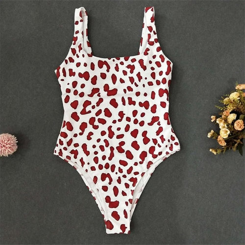 Load image into Gallery viewer, Sexy Dalmatian Print Monokini-women fitness-wanahavit-Red-L-wanahavit
