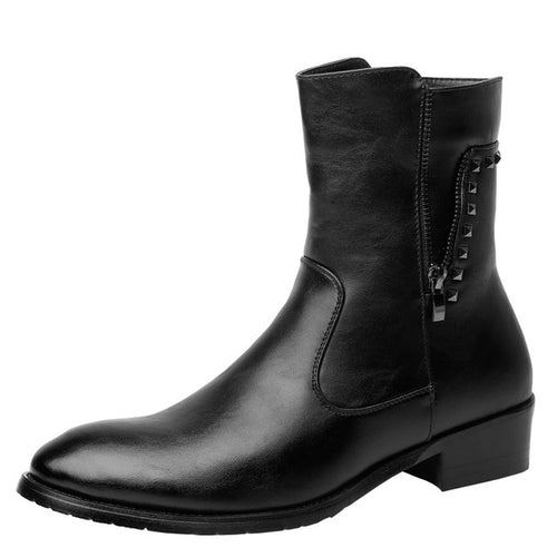 Load image into Gallery viewer, Side Zipped Winter Genuine Leather Boots With Fur-men-wanahavit-Black Boots-5.5-wanahavit
