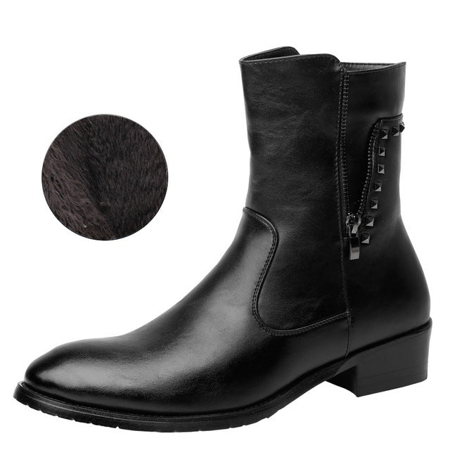 Side Zipped Winter Genuine Leather Boots With Fur-men-wanahavit-Black Boots With Fur-5.5-wanahavit