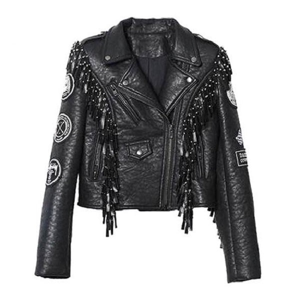 Punk Rock Sash Leather Jacket-women-wanahavit-black-M-wanahavit