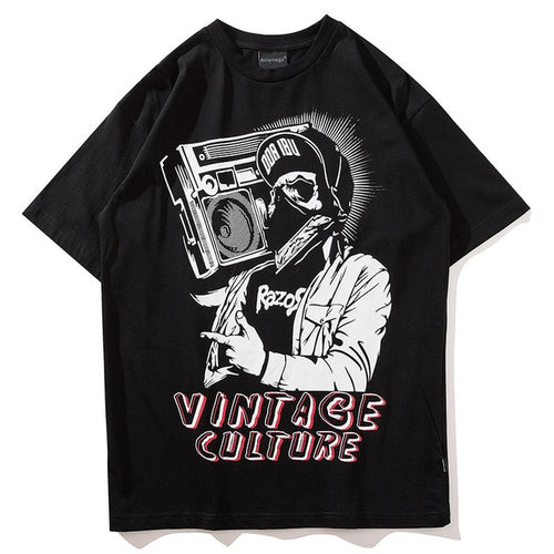 Load image into Gallery viewer, Vintage Culture Printed Hip Hop Streetwear Loose Tees-unisex-wanahavit-Black-Asian M-wanahavit
