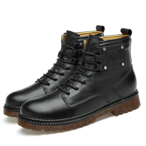 Load image into Gallery viewer, Waterproof Genuine Leather Casual Outdoor Boots-men-wanahavit-Black Boots-5.5-wanahavit
