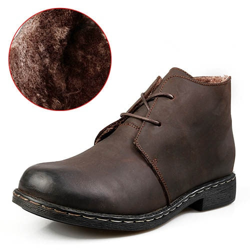 Load image into Gallery viewer, Vintage Genuine Leather Waterproof Winter Ankle Boots-men-wanahavit-brown with velvet-6.5-wanahavit
