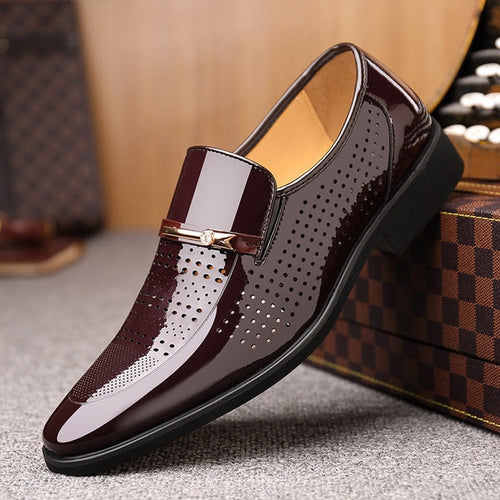 Load image into Gallery viewer, Men Luxury Brand Genuine Leather Formal Flats Shoes-men-wanahavit-Brown Hollow Shoes-5.5-wanahavit
