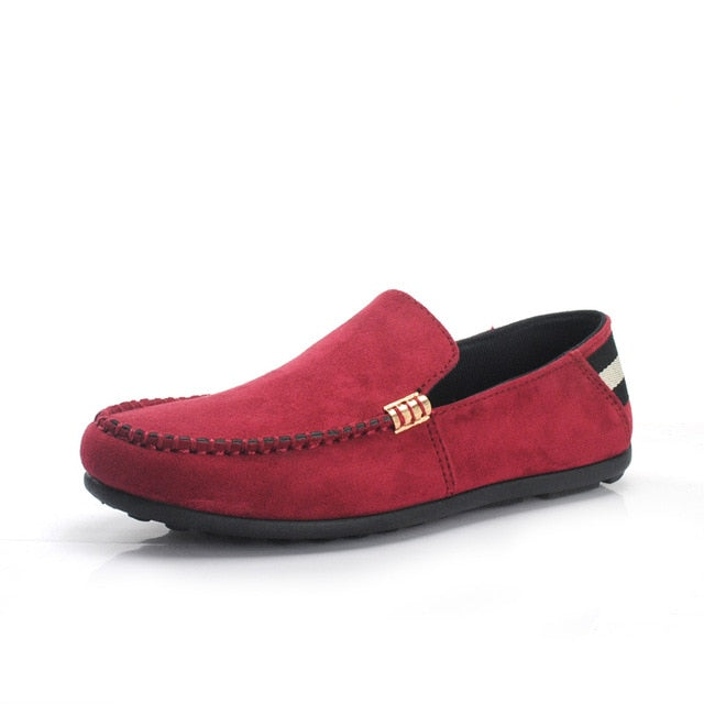 Seude Leather Summer Style Soft Moccasins Loafers Shoe-men-wanahavit-Red-6.5-wanahavit