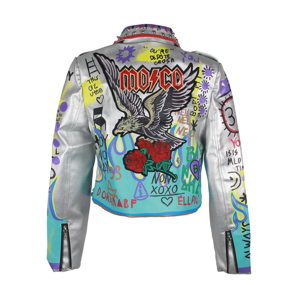 Punk Rock Silver Moscow Eagle Studded Leather Jacket-women-wanahavit-silver-M-wanahavit