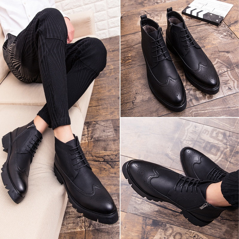 Formal Winter Leather Boots Rubber Ankle With Fur-men-wanahavit-Black Boots-6-wanahavit
