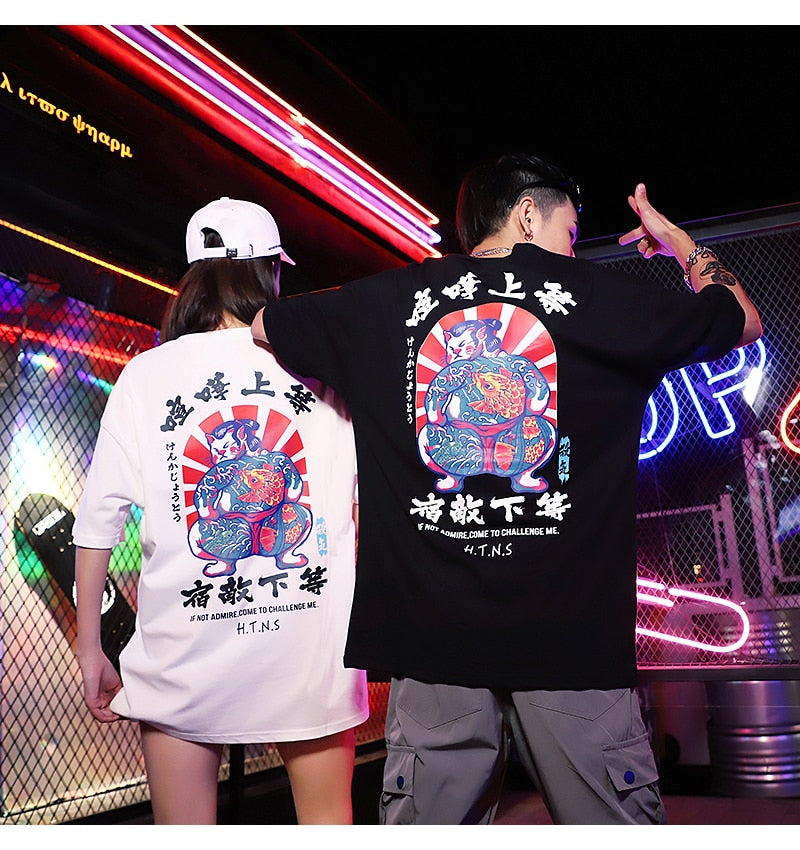 Sumo Wrestler Printed Hip Hop Streetwear Loose Tees-unisex-wanahavit-white-Asian M-wanahavit