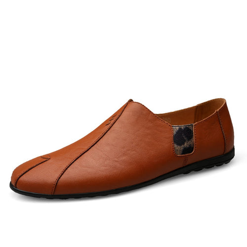 Load image into Gallery viewer, Summer Breathable Leather Casual Flats Slip On Shoes-men-wanahavit-Brown-5.5-wanahavit
