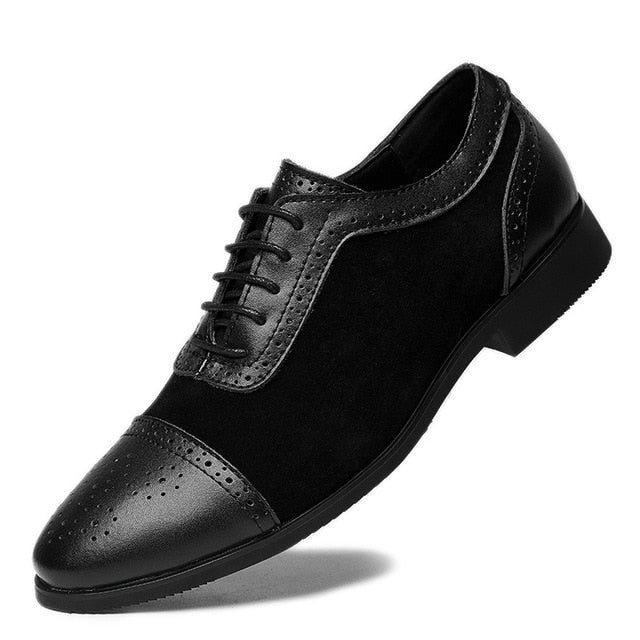 Luxury Two Color Accent Lace Up Leather Oxford Shoes-men-wanahavit-Black-6-wanahavit