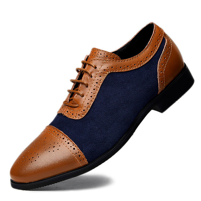 Luxury Two Color Accent Lace Up Leather Oxford Shoes-men-wanahavit-Blue-6-wanahavit