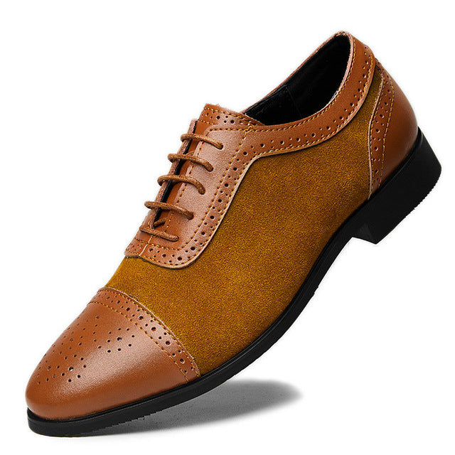 Luxury Two Color Accent Lace Up Leather Oxford Shoes-men-wanahavit-Brown-6-wanahavit