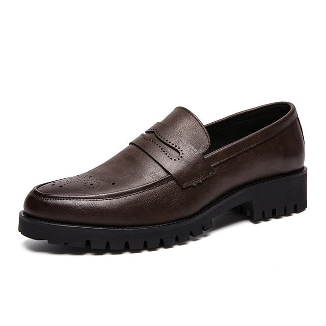 Patent Leather Thick Bottom Flat Classic Oxford Shoes-men-wanahavit-Brown-6-wanahavit