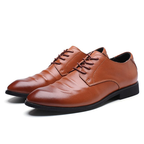 Load image into Gallery viewer, Genuine Leather Pointed Toe Office Oxford Shoes-men-wanahavit-Brown-6-wanahavit
