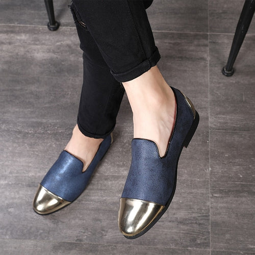 Load image into Gallery viewer, Fashion Luxury PU Leather Slip On Multicolor Flat Shoes-men-wanahavit-Blue-5.5-wanahavit
