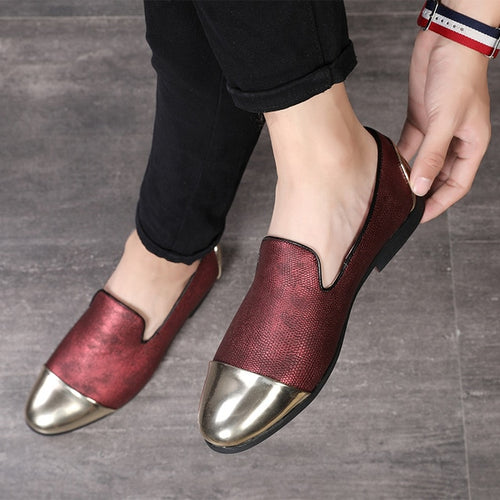 Load image into Gallery viewer, Fashion Luxury PU Leather Slip On Multicolor Flat Shoes-men-wanahavit-Red-5.5-wanahavit

