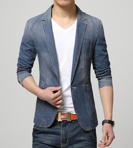Denim Trendy Jeans Casual Slim Fit Blazer-men-wanahavit-Dark Blue-M-wanahavit