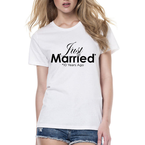 Load image into Gallery viewer, Just Married 10 Years Ago Matching Couple Tees-unisex-wanahavit-FF54-FSTWH-S-wanahavit
