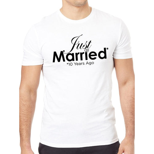 Load image into Gallery viewer, Just Married 10 Years Ago Matching Couple Tees-unisex-wanahavit-MZ67-MSTWH-S-wanahavit
