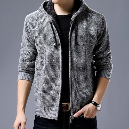 Load image into Gallery viewer, Solid Color Autumn Hooded Zippered Jacket-men-wanahavit-Gray-M-wanahavit
