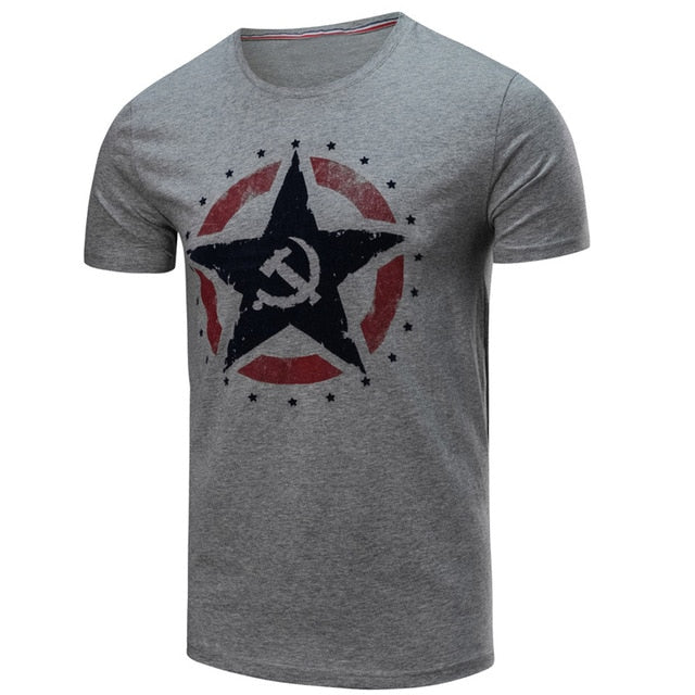 Military Communist Star Printed Shirt-men-wanahavit-Gray-Asian size M-wanahavit