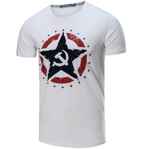 Load image into Gallery viewer, Military Communist Star Printed Shirt-men-wanahavit-White-Asian size M-wanahavit
