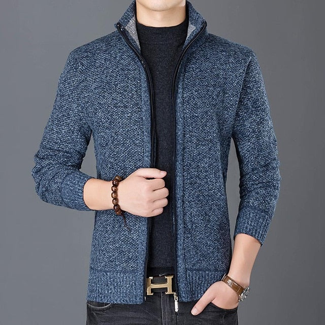 Stand Collar Trend Street Style Overcoat Cardigan Jacket-men-wanahavit-Blue-M-wanahavit