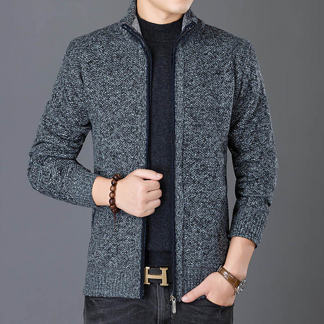 Stand Collar Trend Street Style Overcoat Cardigan Jacket-men-wanahavit-Dark Grey-M-wanahavit