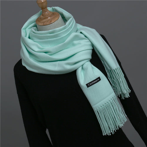 Load image into Gallery viewer, Solid Color Winter Cashmere Scarves-unisex-wanahavit-green-wanahavit
