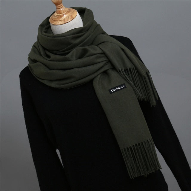 Solid Color Winter Cashmere Scarves-unisex-wanahavit-army green-wanahavit