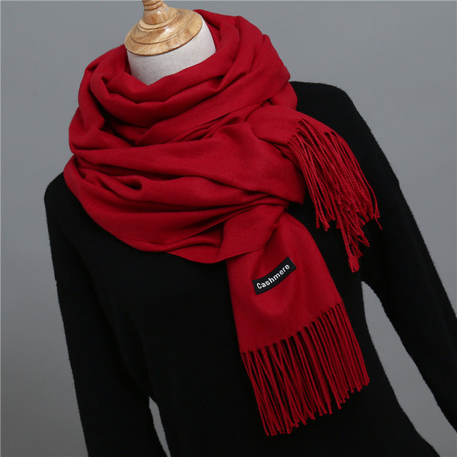 Solid Color Winter Cashmere Scarves-unisex-wanahavit-Jujube red-wanahavit