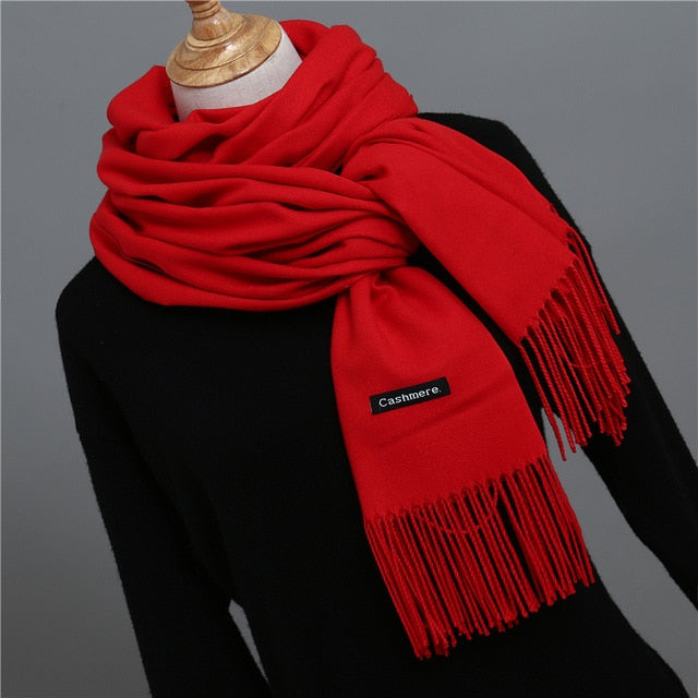 Solid Color Winter Cashmere Scarves-unisex-wanahavit-red-wanahavit