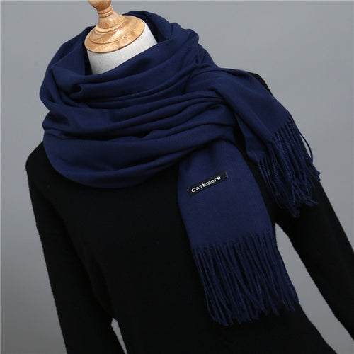 Load image into Gallery viewer, Solid Color Winter Cashmere Scarves-unisex-wanahavit-navy-wanahavit
