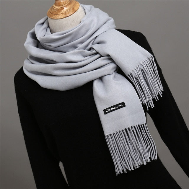 Solid Color Winter Cashmere Scarves-unisex-wanahavit-light gray-wanahavit