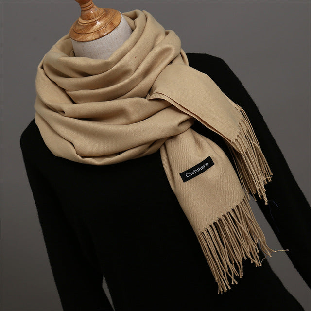 Solid Color Winter Cashmere Scarves-unisex-wanahavit-camel-wanahavit