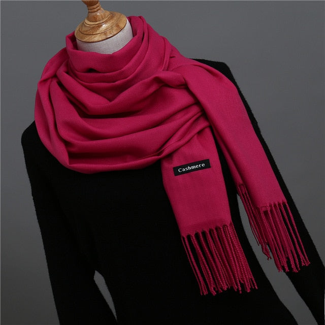 Solid Color Winter Cashmere Scarves-unisex-wanahavit-rose-wanahavit