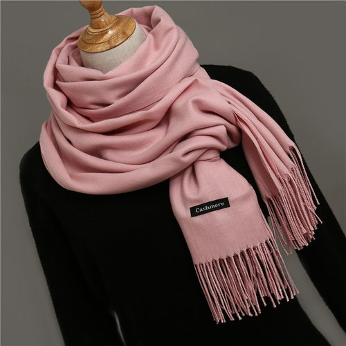 Load image into Gallery viewer, Solid Color Winter Cashmere Scarves-unisex-wanahavit-baby pink-wanahavit
