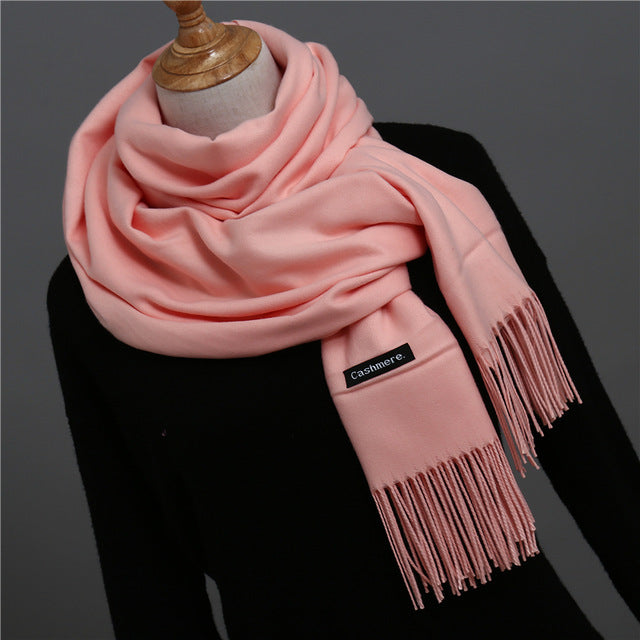 Solid Color Winter Cashmere Scarves-unisex-wanahavit-light pink-wanahavit