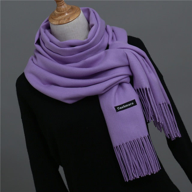 Solid Color Winter Cashmere Scarves-unisex-wanahavit-light purple-wanahavit